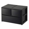 POSDECO Drawer Storage Box, Wide, 2-Deep (3-Drawer), Black, Fits Color Boxes Perfectly, Rubber Stoppers Prevent Slipping, Stackable Chest with L