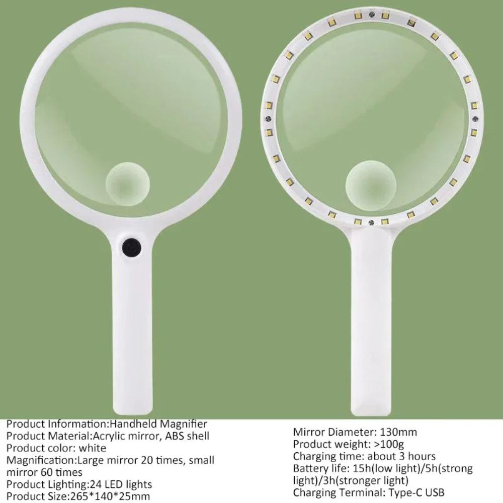 Rechargeable Reading Glasses Durable Handheld Microscope Magnifying Glasses for Kid Elder