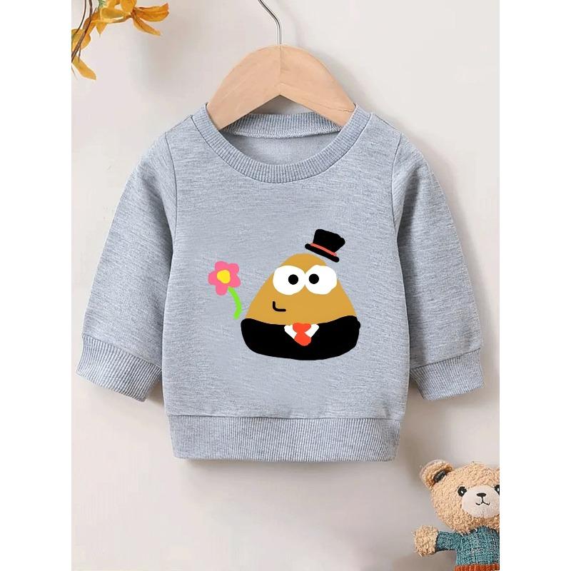 Cute Print Pattern Baby Girls' Hoodie | Thin, Comfortable, Long Sleeve, Crew Neck, Suitable For Spring And Autumn
