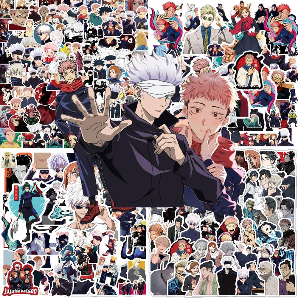 50/80/100 шт. Винтажные аниме-наклейки Jujutsu Kaisen для детской игрушки, для DIY, для ноутбука, скейтборда, автомобиля, кавайные мультяшные декоративные наклейки