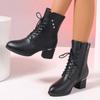 Fashion Women Boots Autumn Winter New Mother Cotton Shoes Women Retro Lace Up Chunky Heels Ankle Boots Warm Platform Short Leather Boots