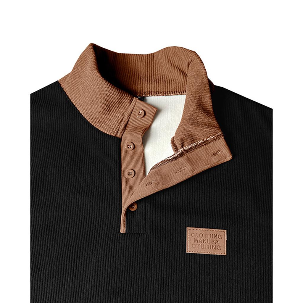 Men's Pullover Long Sleeved Stand Up Collar Sweatshirt Casual Collar Base Shirt