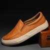 Кожаные повседневные туфли, неглубокие мужские мокасины, модные швейные мужские туфли на плоской подошве, обувь для ходьбы на открытом воздухе, 2024, новая дышащая спортивная обувь