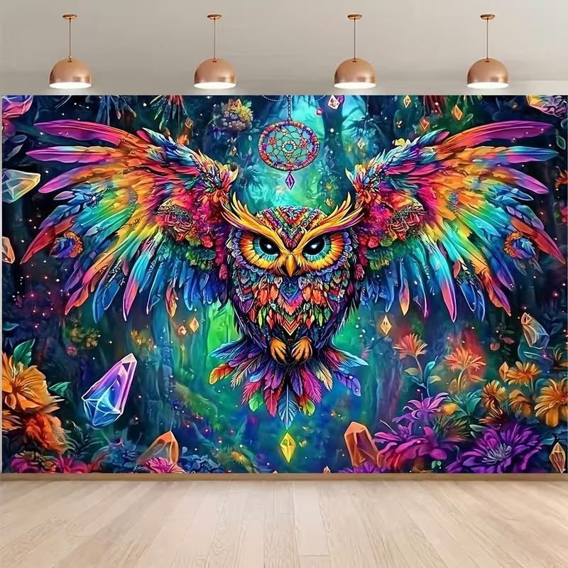 2D Flat Printing Dreamcatcher Owl Backdrop for Spiritual and Bohemian Photoshoot