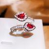 Fashion New Drops Full Diamond Ring Female Silver Heart-shaped Ring Chinese Valentine's Day Gift To Girlfriend