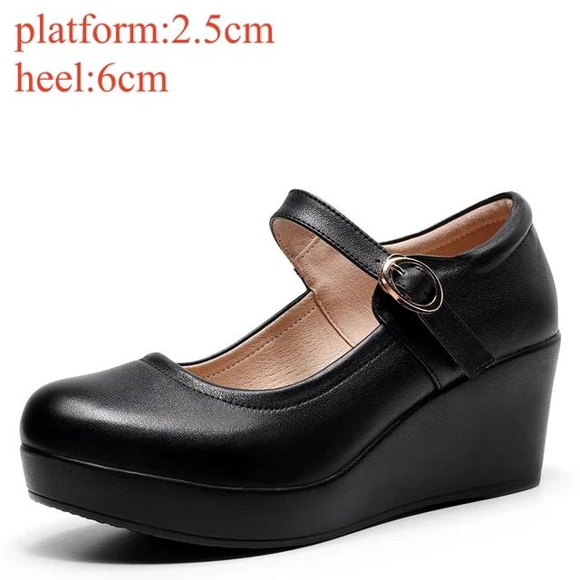 Модная обувь из натуральной кожи, туфли на платформе и танкетке, Мэри Джейн, женские, осень 2025, туфли-лодочки на высоком каблуке для офиса, модель
