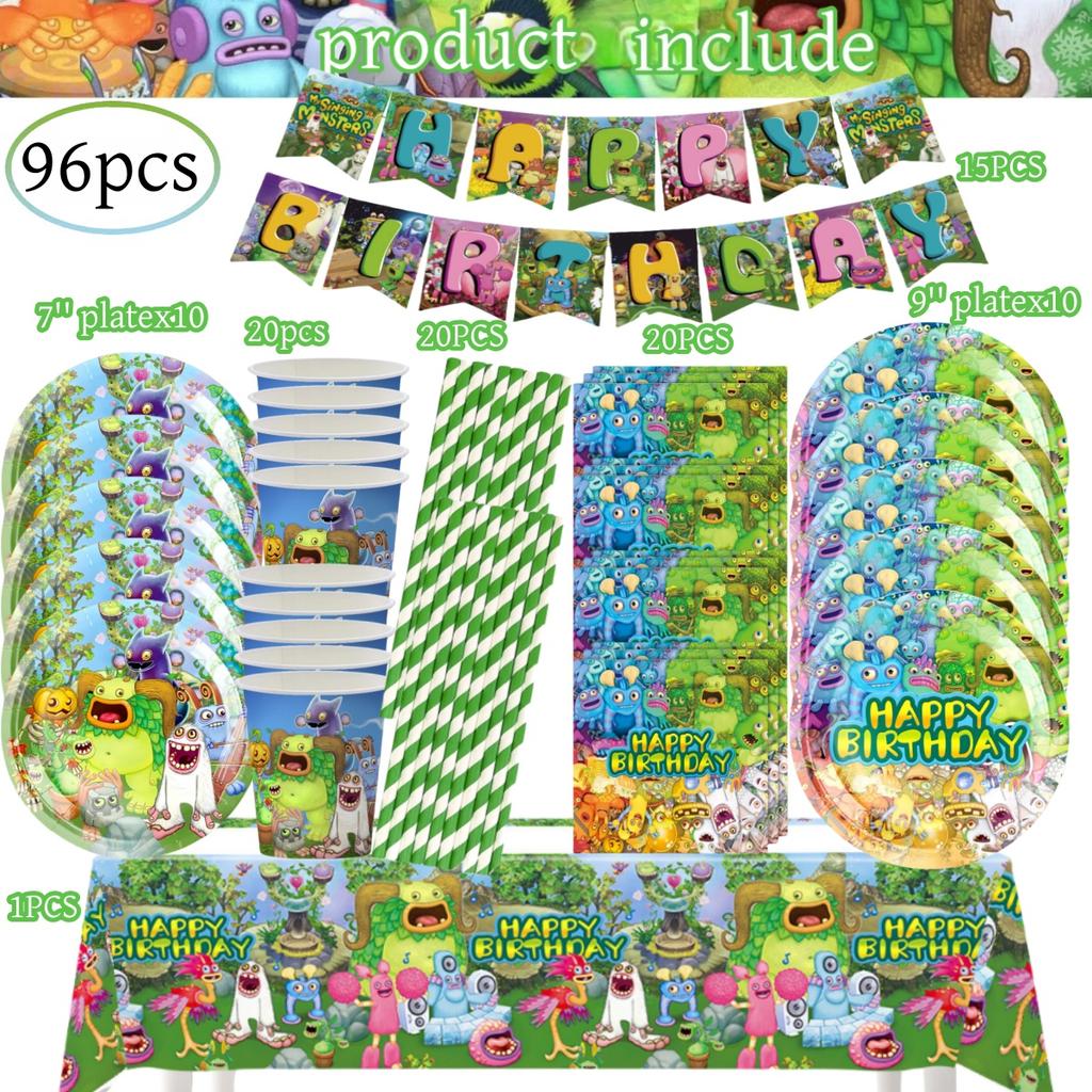 Декор на День Рождения My Singing Monsters на 20 человек Одноразовая Посуда Скатерть Тарелка Детский Праздник Подарок для Детей Мальчишник Товары для Вечеринки