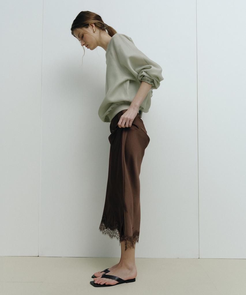Sellebsyabedisyeon 26SS Кружевная Вставка Атласная Юбка