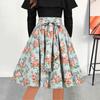 Женская юбка миди А-силуэта с высокой талией и цветочным принтом, приталенного кроя, длиной до середины икры, для работы