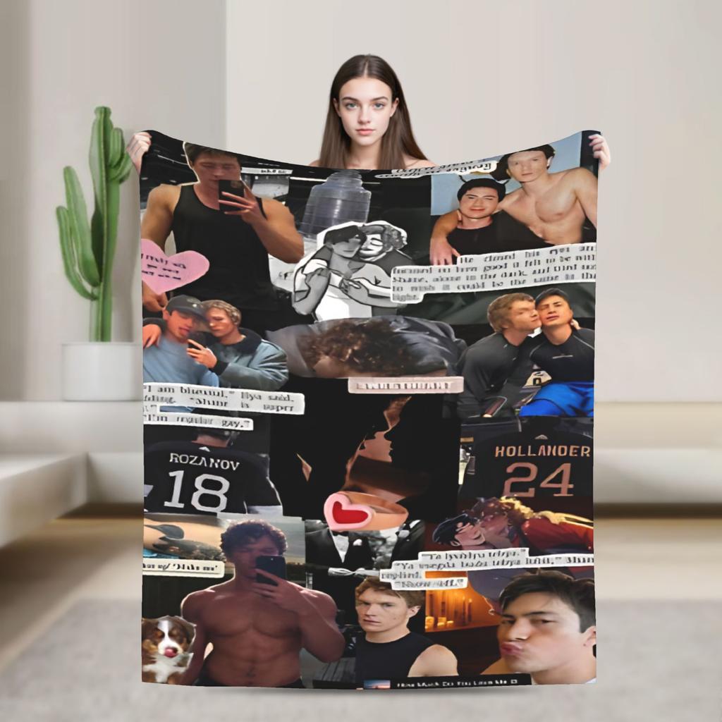 Heated Rivalry Knitted Blankets Cute Hollanov  Flannel Throw Blankets Summer Air Conditioning Decoration Soft Warm Bedspreads