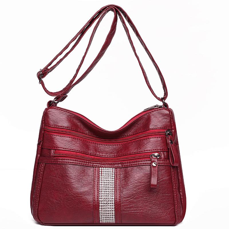 Сумка через плечо из мягкой кожи, сумка на плечо в стиле ретро, простая модная сумка большой вместимости с несколькими карманами для женщин