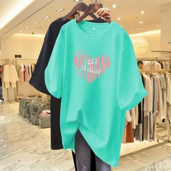 2023 Европейская женская розовая футболка с принтом «Любовь» свободного кроя на лето