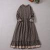 Mori Girl Autumn Spring Women Loose Long Dress Ruffled Collar Floral Cottagecore Dress Vintage Cotton Ruffles Elegant Chic Dress