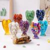 Natural Stone Angel Figurine Positive Healing Energy Hand-carved Colorful Faux Crystal Winged