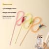 Elastic Feather Snake Teaser Wand with Mesh, Pom-pom, and Bell - Interactive Cat Toy