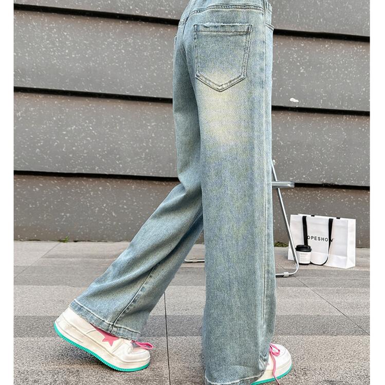 Girls' Pants Wide Leg Pants Straight Leg Pants Jeans Loose and Stylish Pants Spring and Autumn
