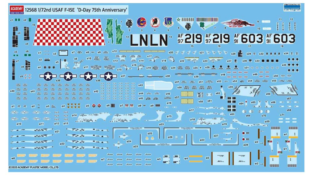 AcademyModels масштаб 1/72 США. ВВС F-15E Strike Eagle Окраска к 75-летию Дня Д, Пластиковый набор для сборки 12568