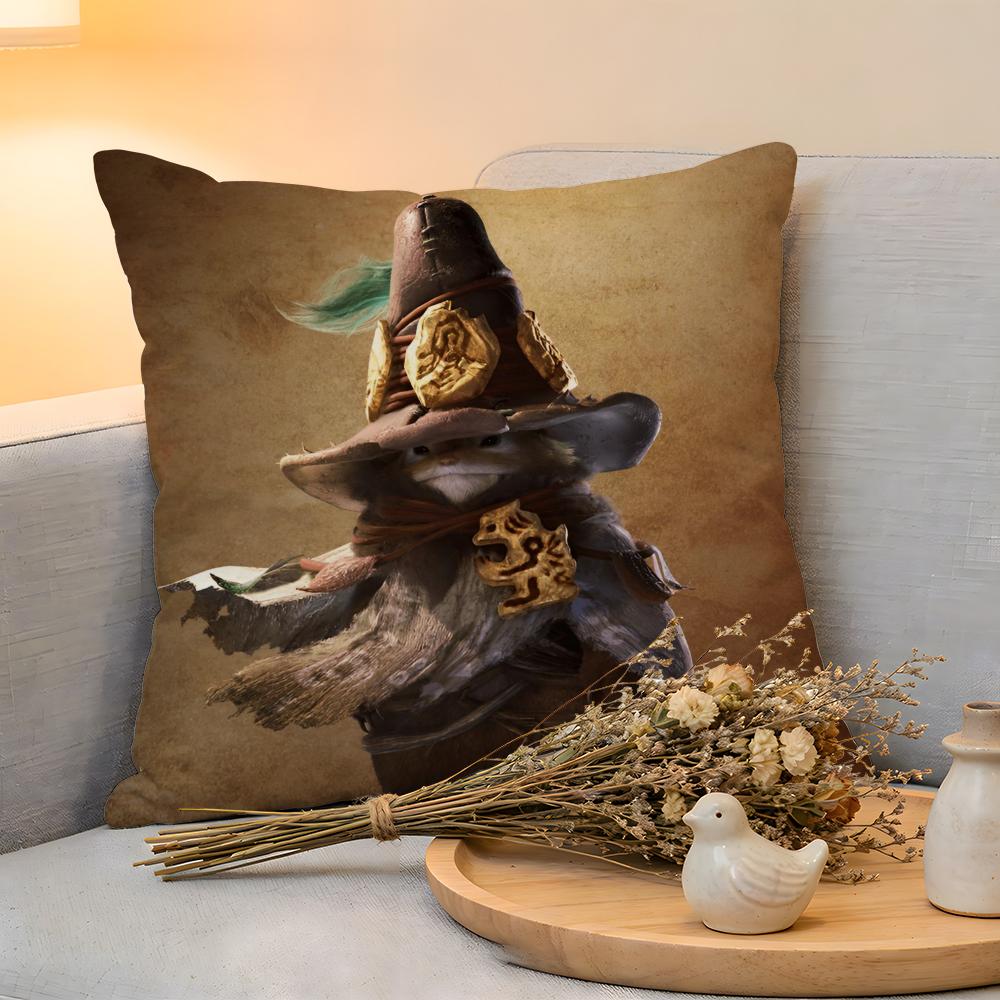 Cushion Cover Linen SkinFriendly Soft Decorative Case for Sofa Home Decor Hot Game Monster Hunter Wilds Pillow cover