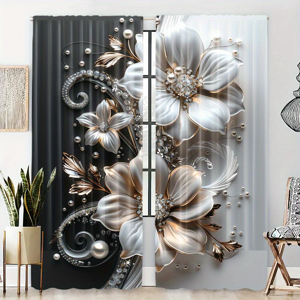 Комплект из 2 предметов, современные шторы с цветочным принтом и пионами, светофильтрующий карманный дизайн для спальни, гостиной, кухни, офиса, декора