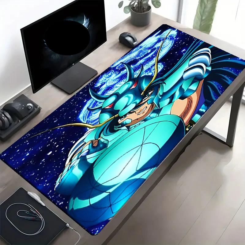 Saint Seiya Print Mouse Pad, Anti‑Slip Desktop keyboard Mat, for PC Laptop Gaming Working Daily Use, Cool Festival Surprise Gift