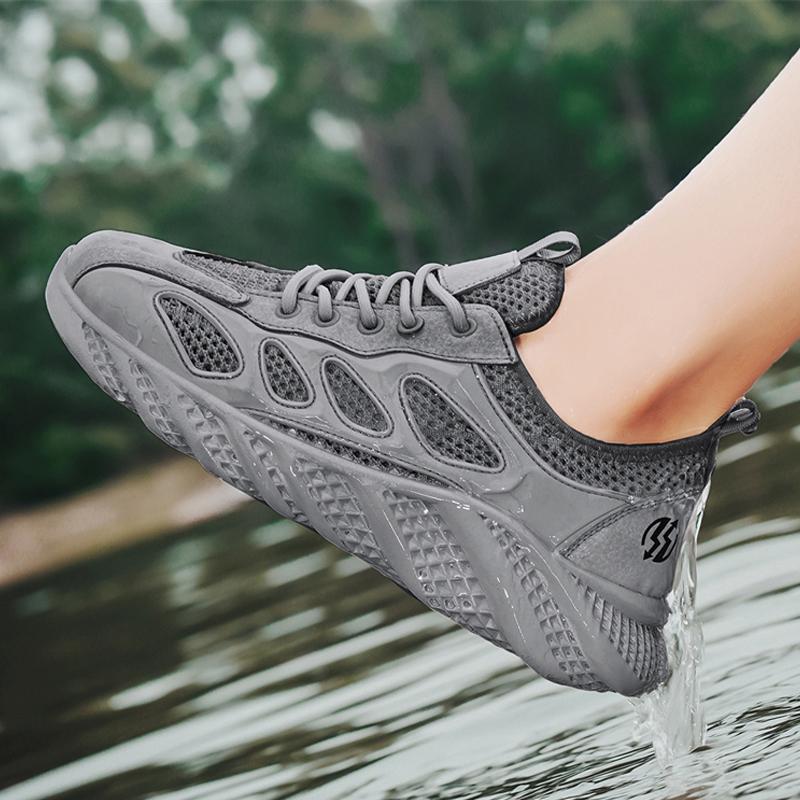 Men'S Water Shoes Outdoor Anti Slip Quick Drying Waterproof Shoes Summer Mesh Breath Lace Up Sneakers Sandals For Man Platform