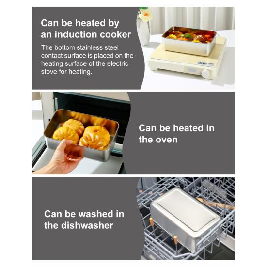 Ланч-бокс из нержавеющей стали с прозрачной крышкой, подходит для микроволновой печи и посудомоечной машины, герметичный контейнер для приготовления еды, портативный бенто-бокс для офиса, школы