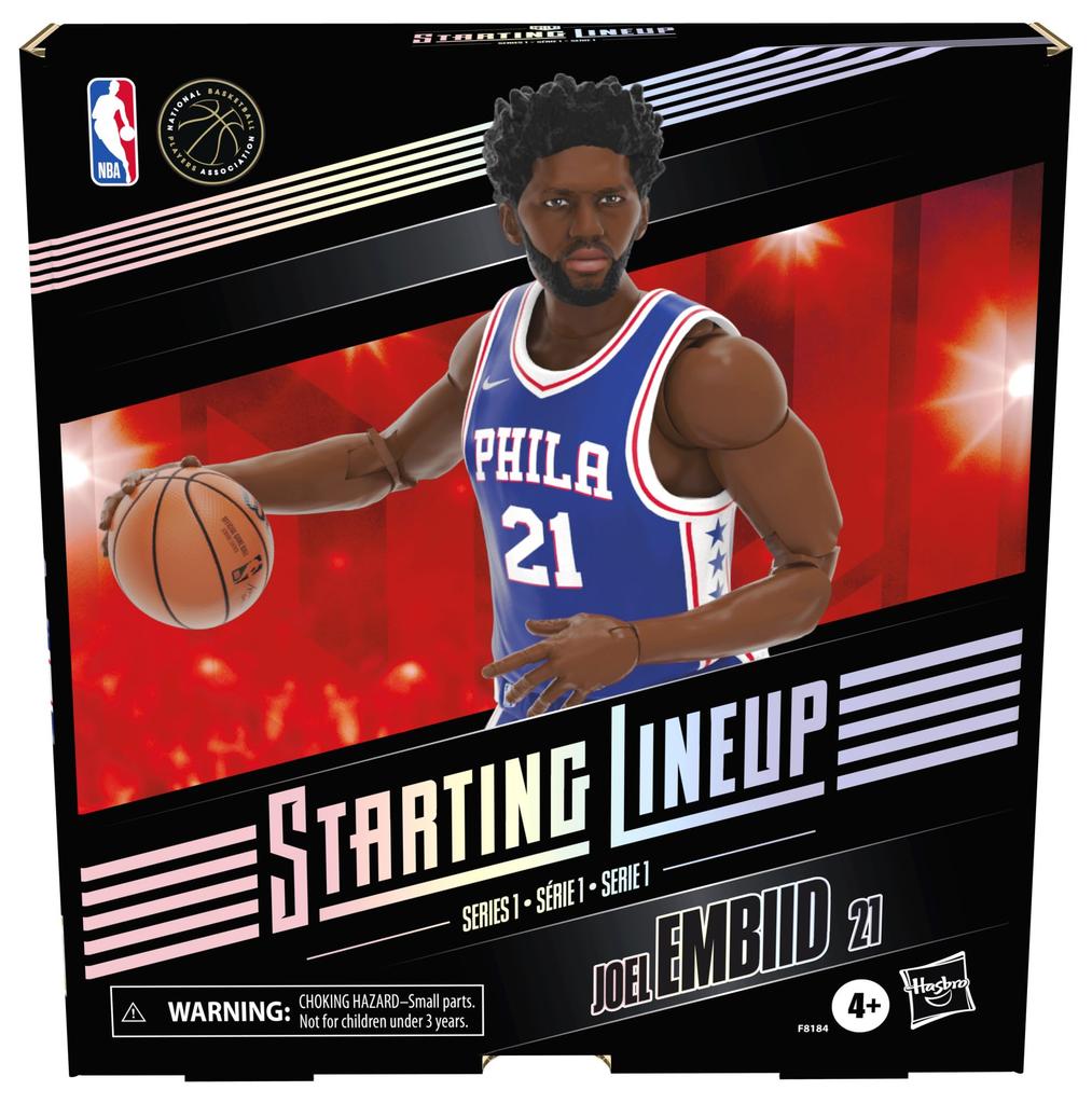 Hasbro Starting Lineup NBA Series 1 Joel Embiid 6-inch (15cm) Size Action Figure with Limited Panini Sports Trading Card Basketball F8184 Genuine