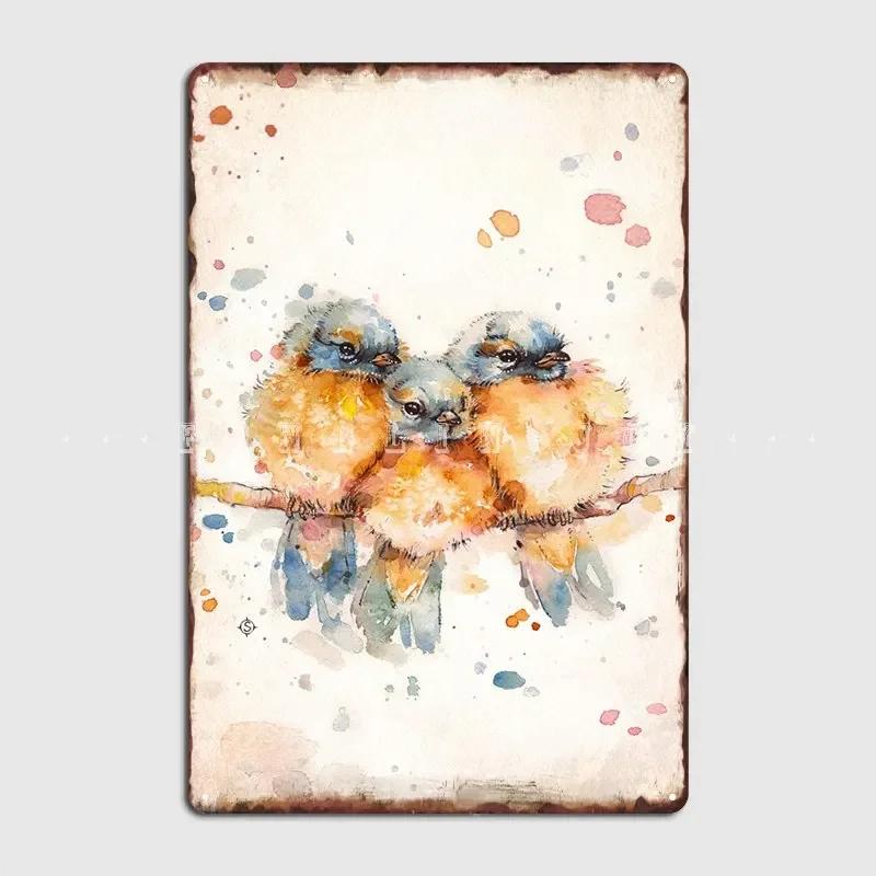 Little Bluebirds Metal Sign Cinema Kitchen Bar Cave Vintage Painting Dcor Tin Sign Poster