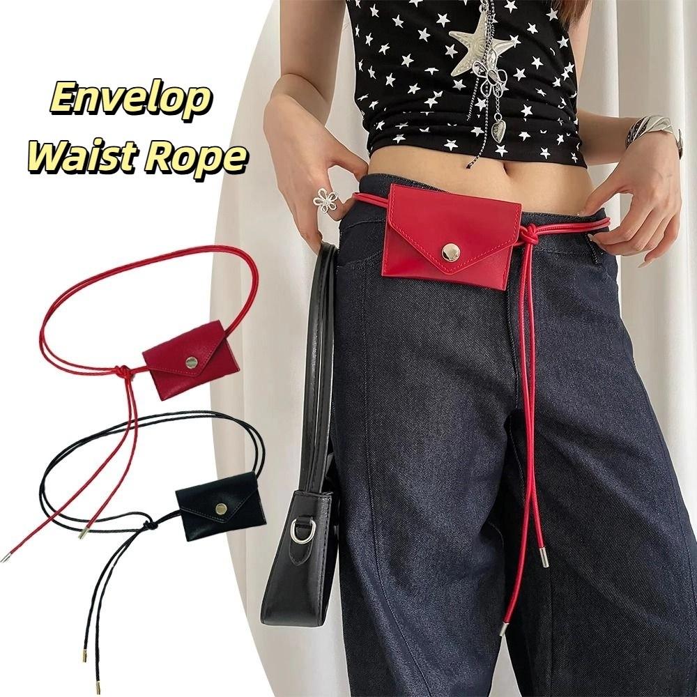 Vintage Envelop Waist Rope Versatile Dress Jeans Belt Leather Waist Bag  Waist Accessories