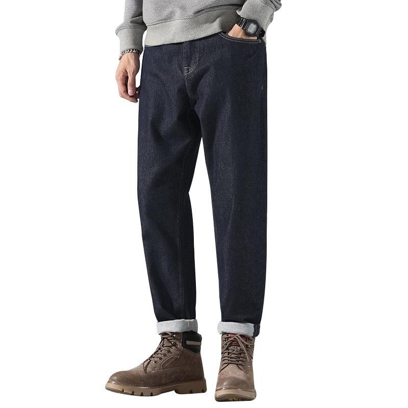 Весна и Осень Темные Джинсы Мужские Свободные Прямые Американский Повседневный Ретро Брюки Штаны