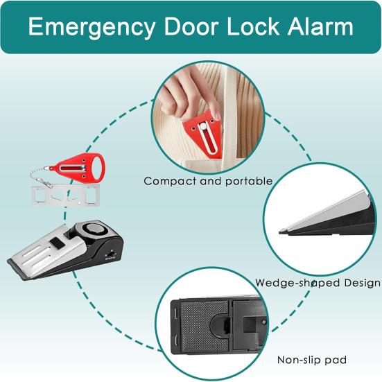Портативный дверной стоп-сигнал для путешествий, дверной замок отеля, громкий звук 120 дБ, питание от батареек, простая установка, дверной стоп-сигнал