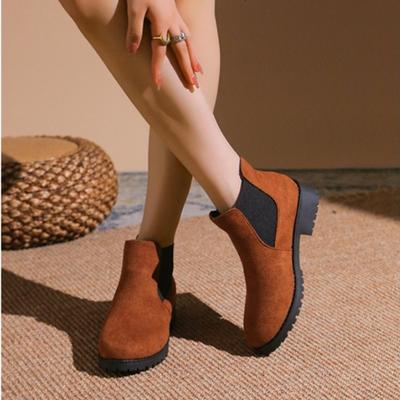 Распродажа обуви для женщин, женские сапоги без застежек, модные, с круглым носком, современные сапоги, женские, высокого качества, большие размеры, ботильоны