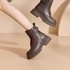 Fashion Block Heel Side Zipper Short Thigh Boots Autumn New Round Toe Lace-Up Front Platform Anti-Slip Wear-Resistant Mid-Heel Boots