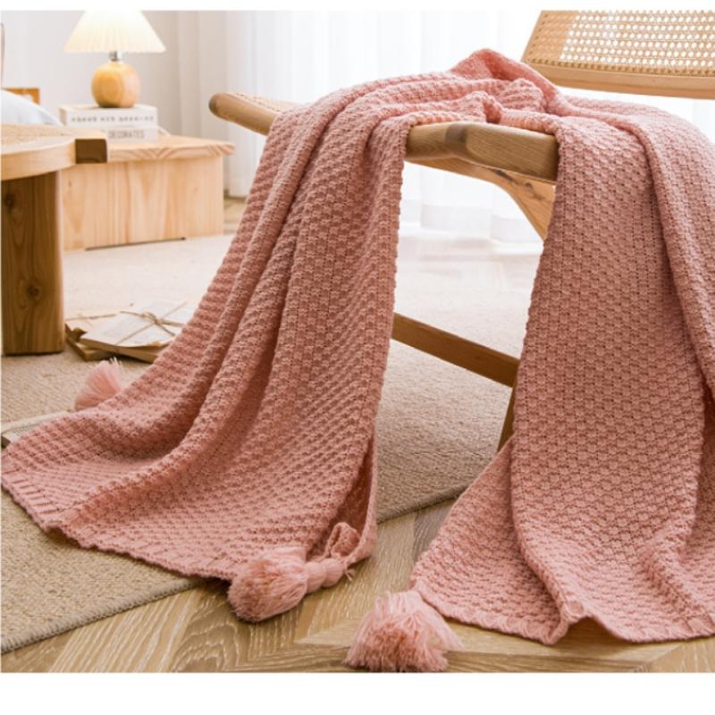 Bed Blankets Large Knitted Tassel Throw for Bed Chair Sofa Couch Cover All-Season Blanket Home Decor Soft Comfortable