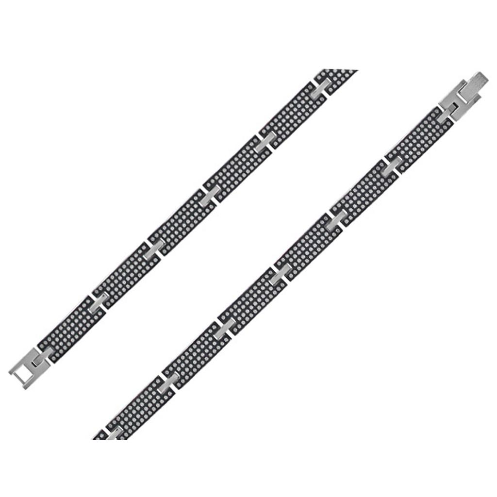 Les Trésors De Lily [R5123] - Men's Bracelet 'Peaceful' Black Steel - 210x9 Mm