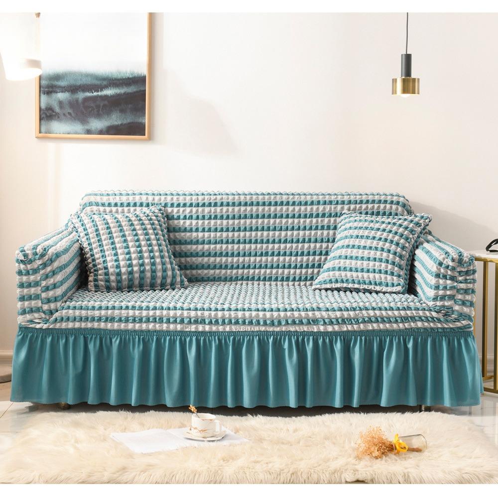High Elastic Bubble Grid Sofa Cover Full Coverage Seersucker Skirt Pet Anti Dirt Washable High Elastic Durable Betræk Til Sofa