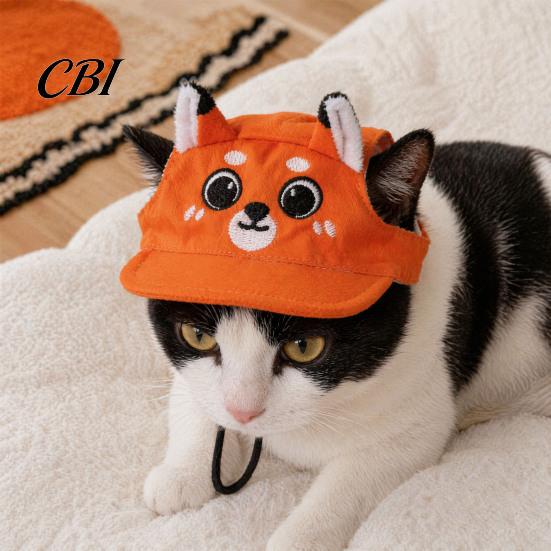 Raccoon Cat Hat Sun Hat, Cute Animal Embroidery Adjustable Summer Tiger Cap with Ear Holes for Camping Backyard Play