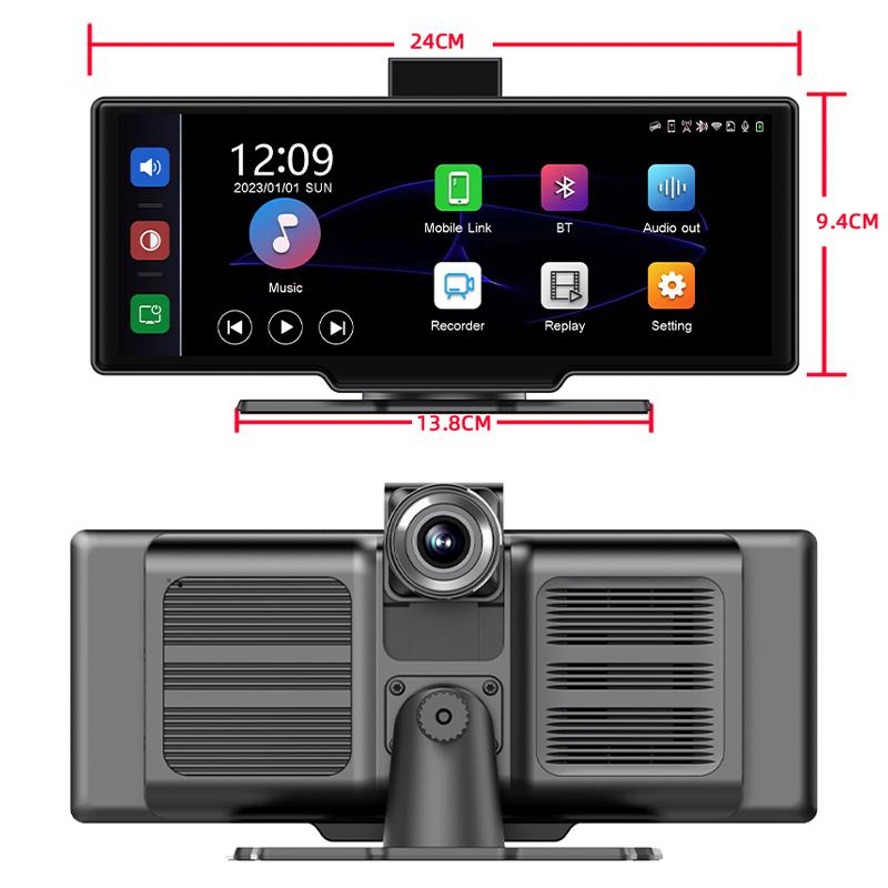 4K 1080P 10,26 дюйма GPS WIFI Беспроводной CarPlay 24H Парковочный монитор Автомобильный видеорегистратор Видеорегистратор Камера заднего вида Зеркало Видеорегистратор Черный ящик