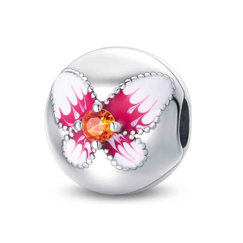 New 925 Silver Butterfly Flower Thread Safety Bead Fixed Clip Buckle Beaded Bracelet Accessories Jewelry Gift