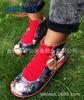 Рождество Хэллоуин Новые 3D Граффити Низкие Ботинки Женские На Плоском Каблуке Ботинки Мартин Ботинки на Боковой Молнии Большой Размер