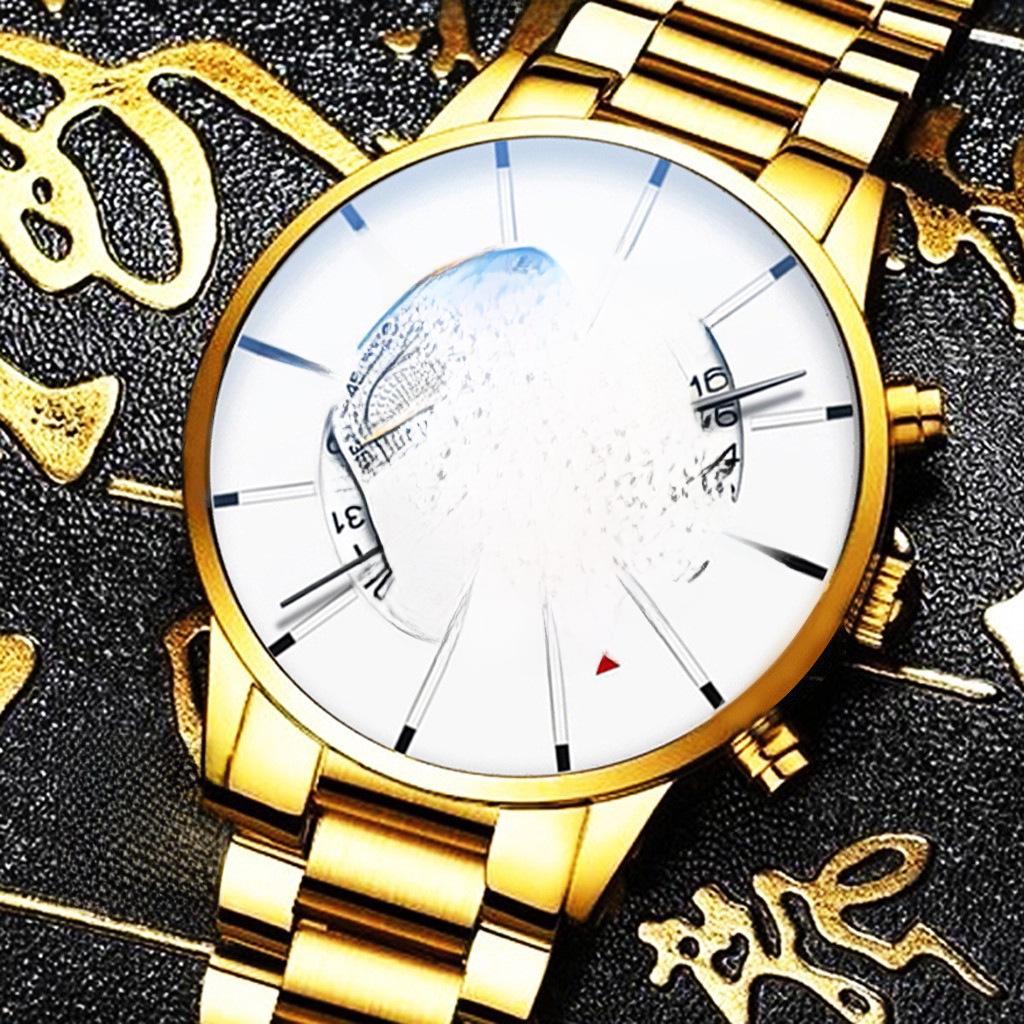 Cross-Border Trendy Men's Geneva Watch with Creative Calendar and Alloy Steel Band (2020)