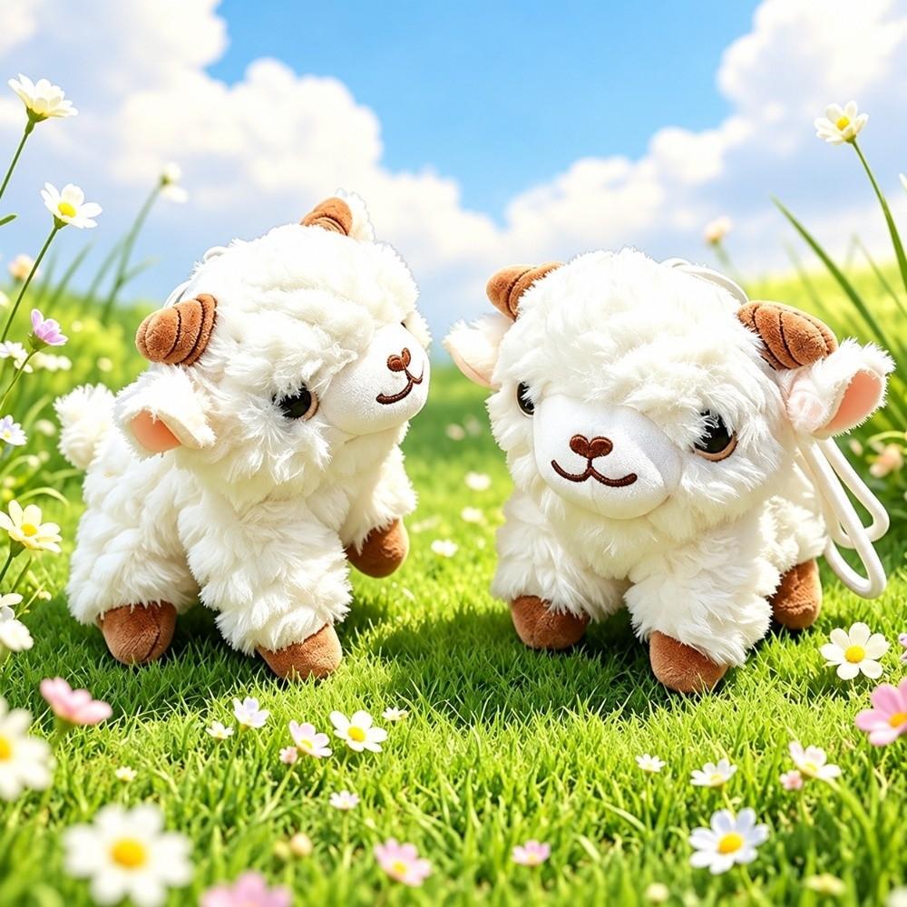 Soft Lamb Plush Keychain Cartoon Sheep Goat Bag Pendant Plush Stuffed Doll Keyring Bag Charm