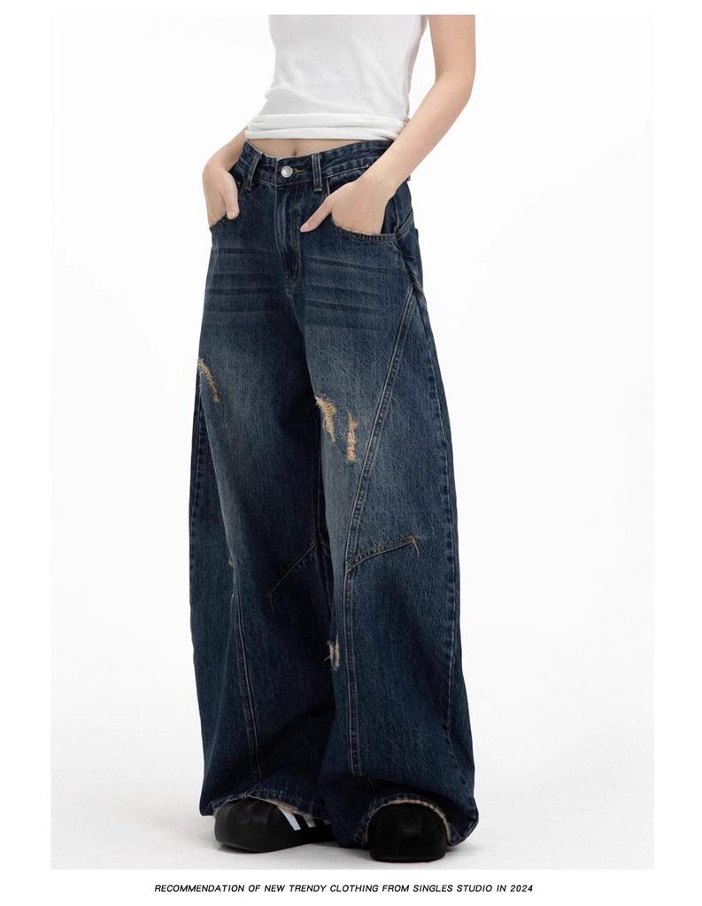 Женские винтажные ретро деконструированные джинсы широкого кроя