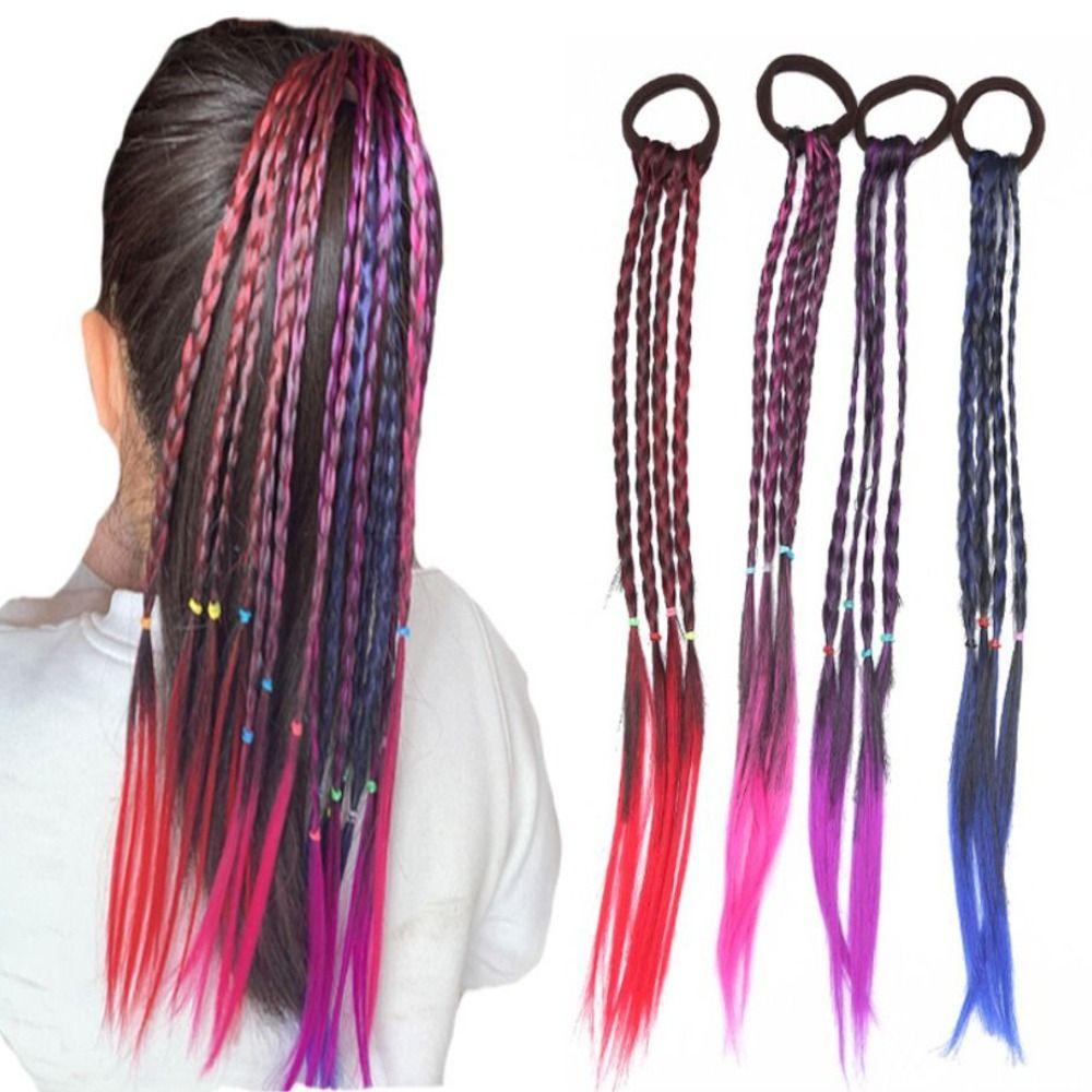 Повязка на голову Повязки на голову с хвостиком Резинки для волос Косички Головные уборы для девочек Цветные парики для детей