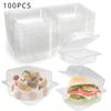 100PCS Transparent Food Packaging Box Disposable Plastic Boxes Fruit Cake Dessert Storage Container Take Out Box Party Favors