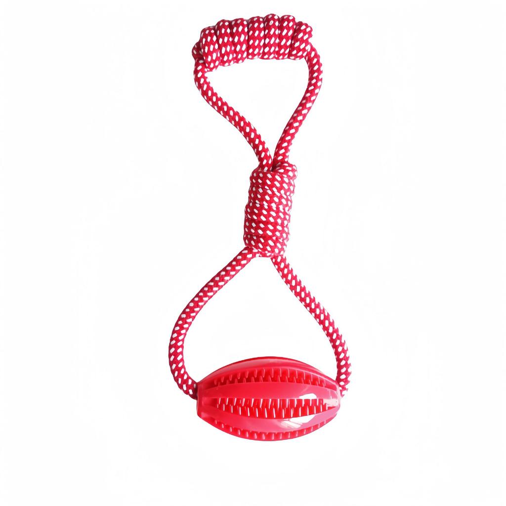 Игрушка для питомца из хлопковой веревки: Мяч-дозатор для еды для собак и кошек, который можно тянуть вручную, избавляет от скуки и чистит зубы. Дизайн выполнен в виде оливкового арбуза.