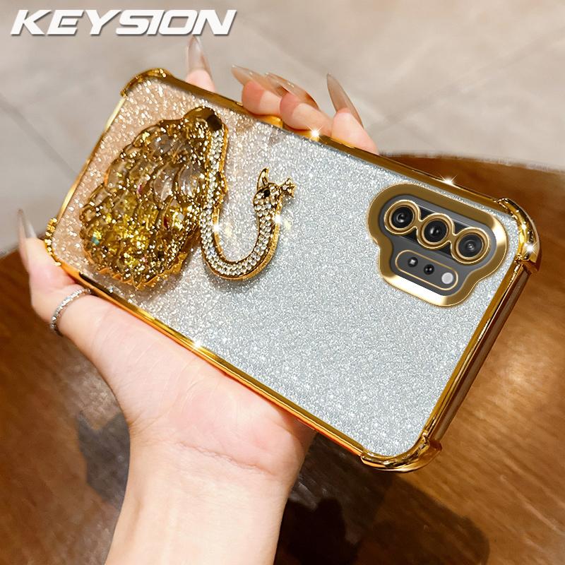 KEYSION Ударопрочный чехол из ТПУ с покрытием и блестками, украшенный лебедем, с подставкой для Samsung Note 10 Plus / Galaxy Note 10