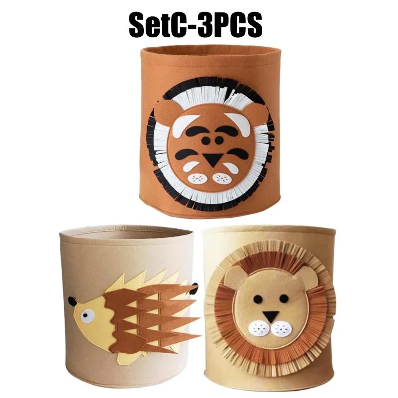 Adorable Cartoon Animal Felt Storage Bin Kids Toy Organizer Large Capacity Laundry Basket for Room Cloth Organizing Baskets