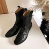 Krazing Pot Осенне-зимняя обувь из овечьей кожи, офисные женские ботильоны на среднем каблуке с круглым носком и застежкой-молнией