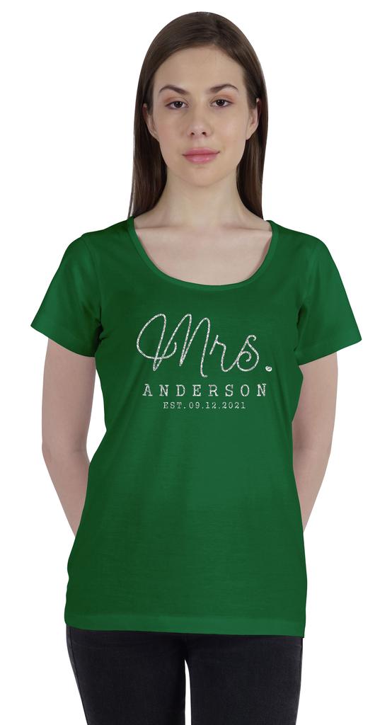 Inkdotpot Персонализированная женская футболка-топ Mrs Wedding Announcement Shirt-2S